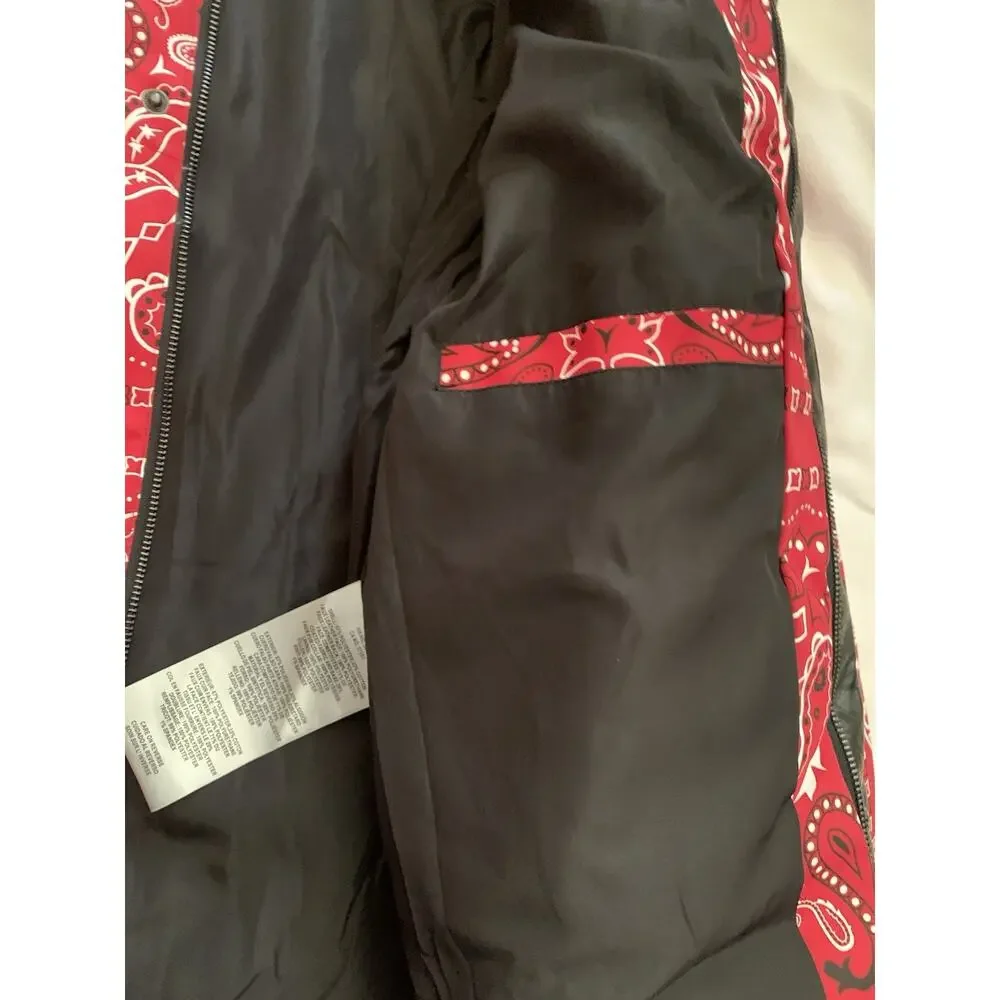 Levi's Out West Mixed Puffer Jacket Coat Mens Red Paisley Bandana (New) Size L
